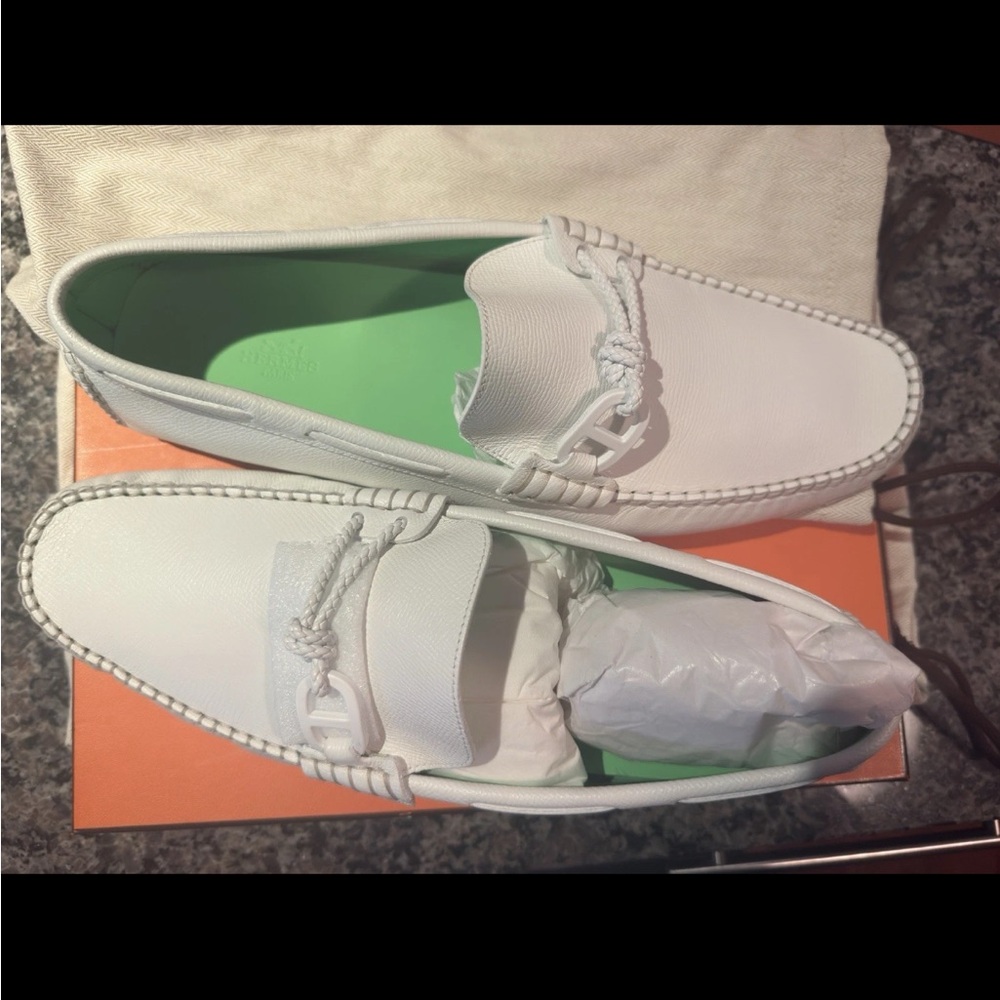 Hermes White Loafers New with tag & box